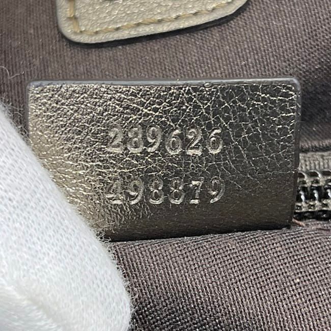 Gucci Tote White Beige Metallic Khaki Guccissima Line — view 4