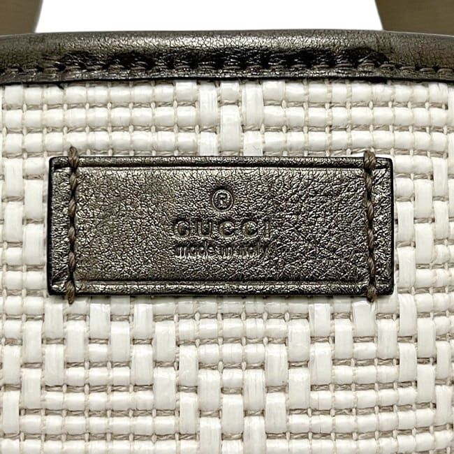 Gucci Tote White Beige Metallic Khaki Guccissima Line — view 6