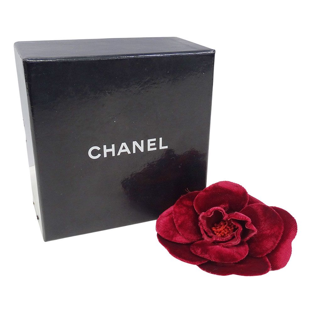 Chanel Brooch Camellia Velour Red Corsage — view 6