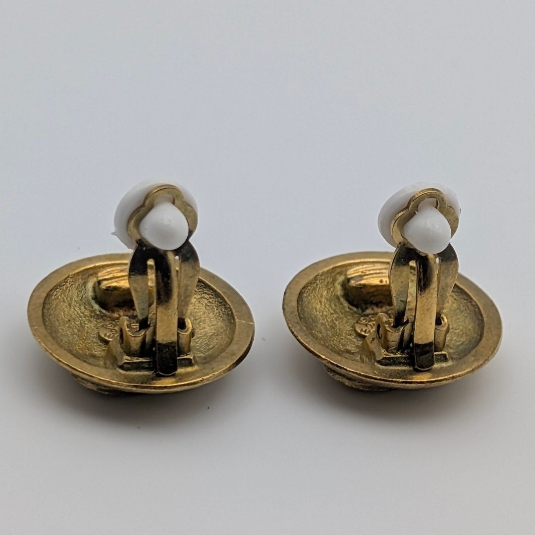 Chanel Earrings CC Logo Round Gold Vintage — view 5