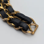 Chanel Leather Chain Belt CC Logo Round Gold Black — view 2