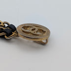 Chanel Leather Chain Belt CC Logo Round Gold Black — view 8