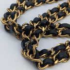 Chanel Leather Chain Belt CC Logo Round Gold Black — view 5