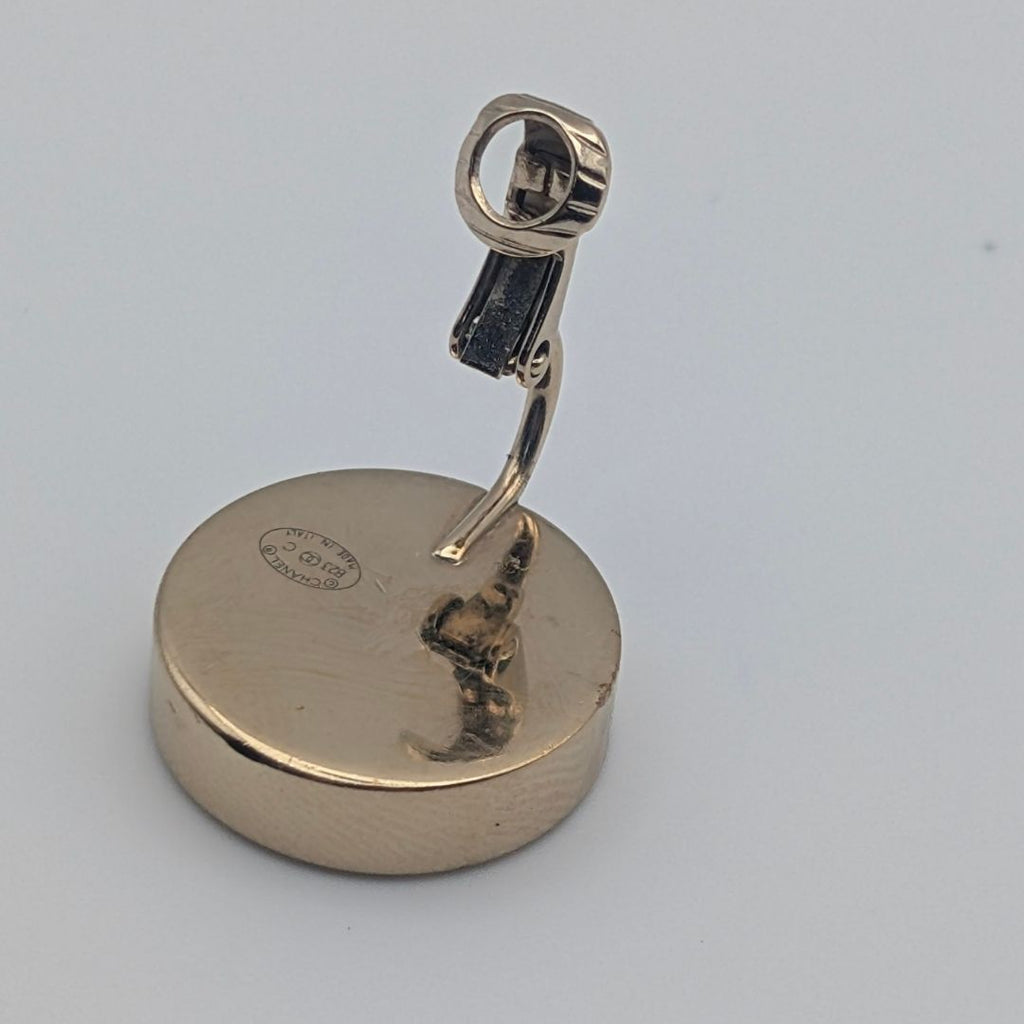 Chanel Earrings CC Logo Gold Black Round — view 3