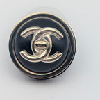 Chanel Earrings CC Logo Gold Black Round — view 2