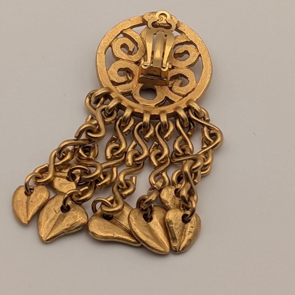 Chanel Earrings CC Logo Gold Fringe Swing Single Ear — view 4