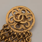 Chanel Earrings CC Logo Gold Fringe Swing Single Ear — view 3