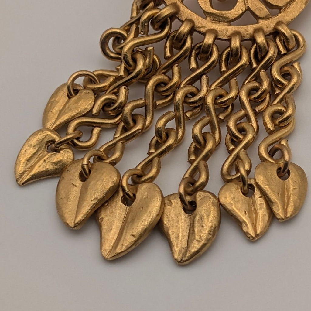 Chanel Earrings CC Logo Gold Fringe Swing Single Ear — view 2