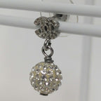 Chanel Earrings CC Logo Silver Mirror Ball Rhinestone — view 2