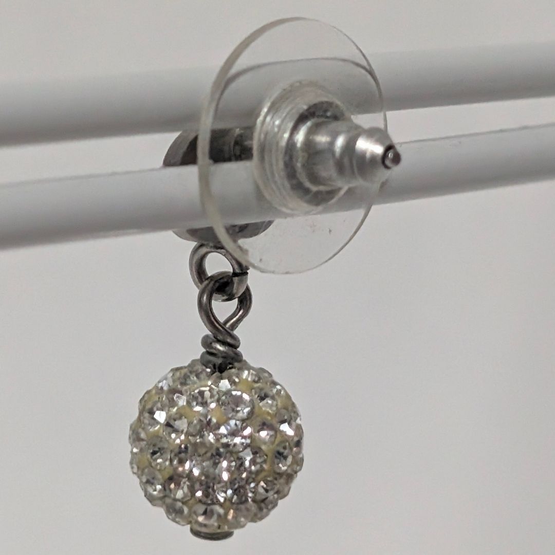 Chanel Earrings CC Logo Silver Mirror Ball Rhinestone — view 3