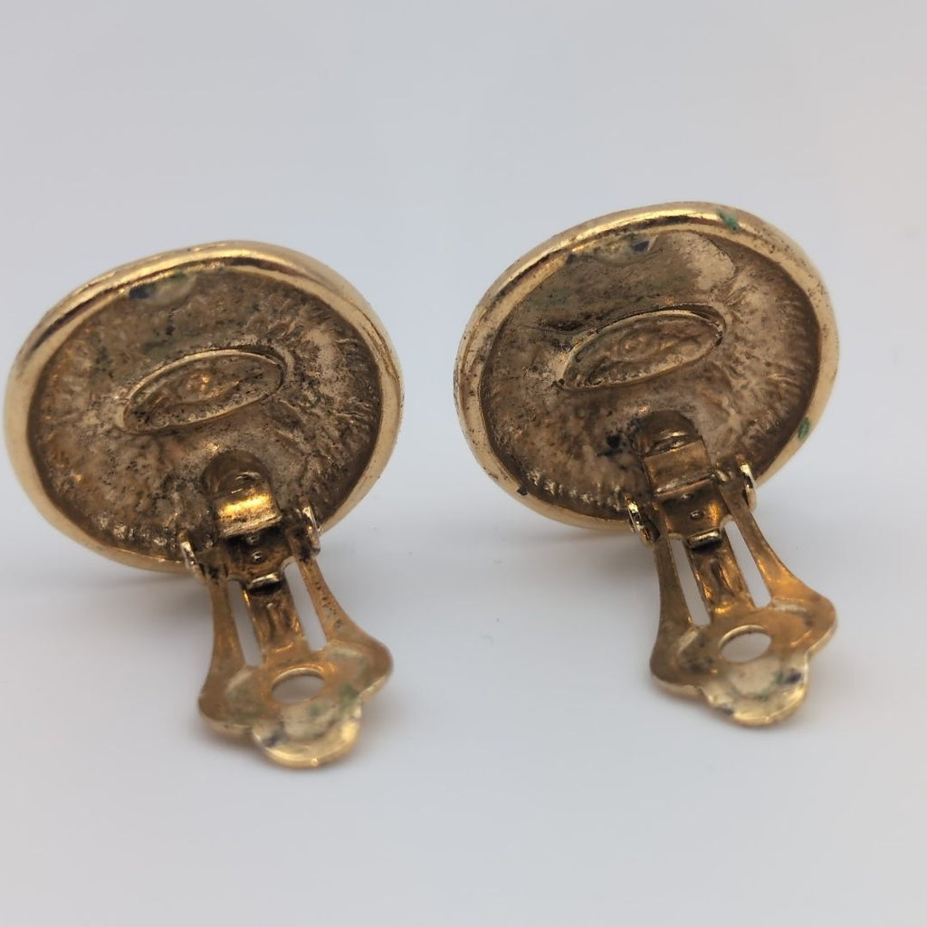 Chanel Earrings CC Logo Round Gold Vintage — view 2