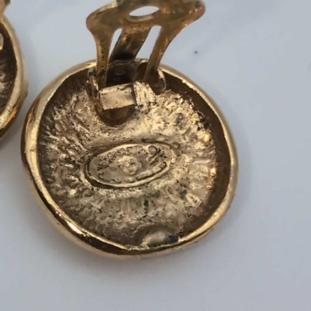 Chanel Earrings CC Logo Round Gold Vintage — view 5