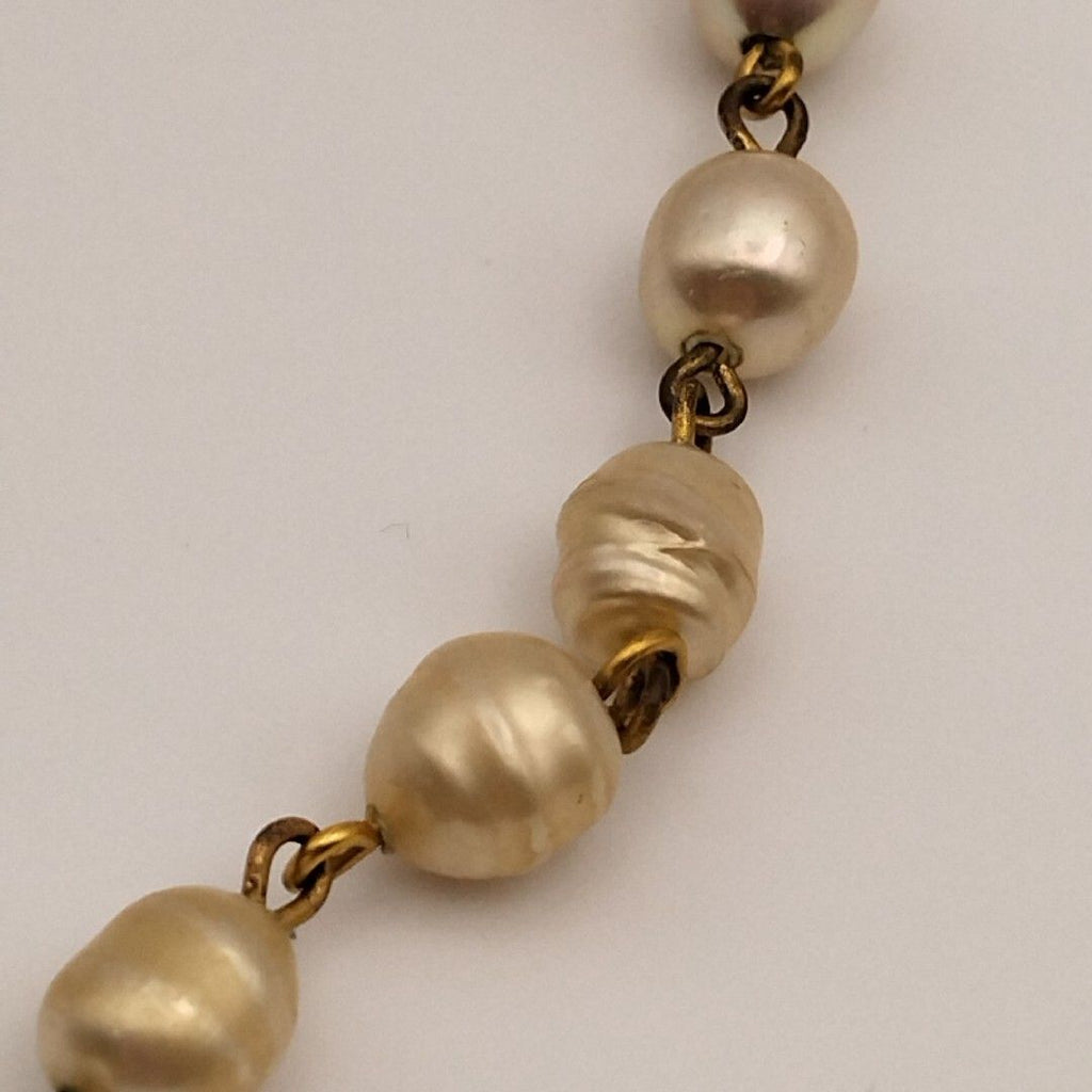 Chanel Gold Faux Pearl CC Logo Necklace Vintage — view 4