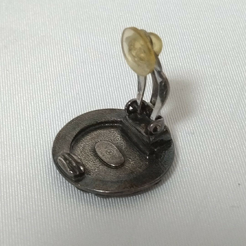 Chanel Mademoiselle Earrings Gunmetal Circle Vintage — view 4