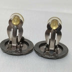 Chanel Mademoiselle Earrings Gunmetal Circle Vintage — view 3