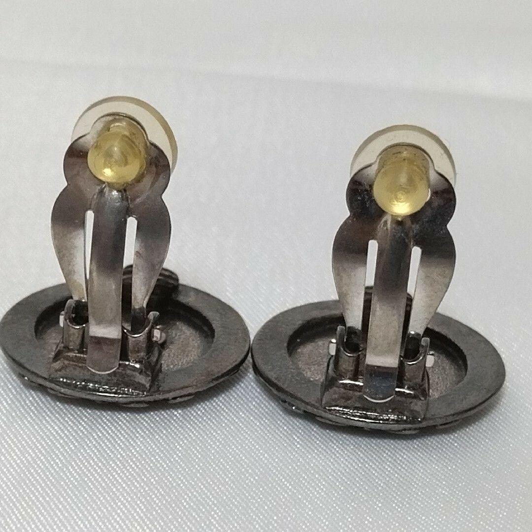 Chanel Mademoiselle Earrings Gunmetal Circle Vintage — view 3