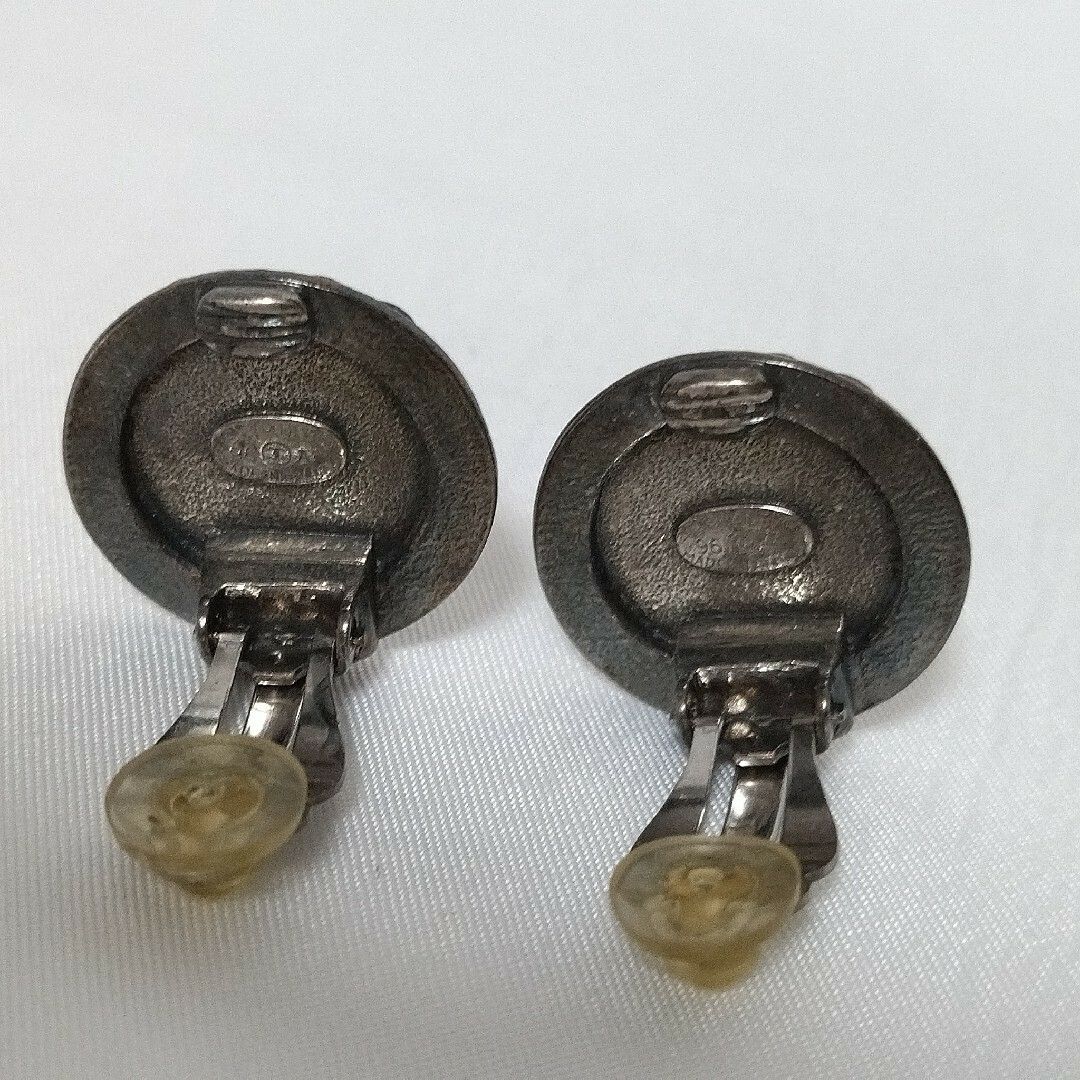 Chanel Mademoiselle Earrings Gunmetal Circle Vintage — view 2