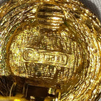 Chanel Lion Earrings Gold Rhinestone Circle — view 5