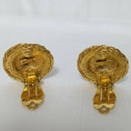 Chanel Lion Earrings Gold Rhinestone Circle — view 4