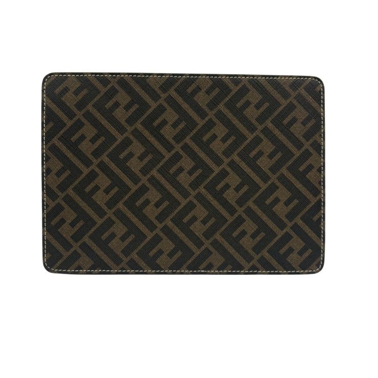 Fendi Clutch Zucca Brown Leather Silver — view 2