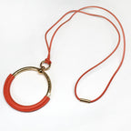 Hermes Long Necklace Loup Grand Coral Leather — view 2