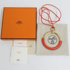Hermes Long Necklace Loup Grand Coral Leather — view 4