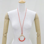 Hermes Long Necklace Loup Grand Coral Leather — view 3