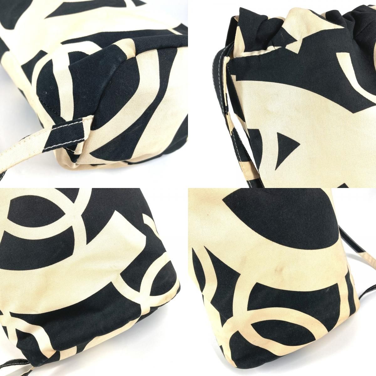 Chanel Shoulder Bag CC Logo Drawstring Cotton White — view 7