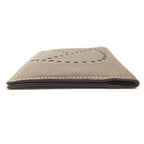 Hermes Card Case Evelyne Logo Perforated Leather Etoupe Beige — view 3