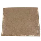 Hermes Card Case Evelyne Logo Perforated Leather Etoupe Beige — view 2