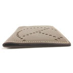 Hermes Card Case Evelyne Logo Perforated Leather Etoupe Beige — view 4