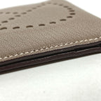 Hermes Card Case Evelyne Logo Perforated Leather Etoupe Beige — view 5