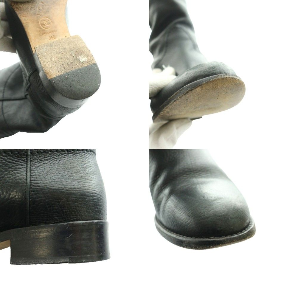 Chanel Leather Middle Boots Short CC Logo 35C Black SS OS — view 9
