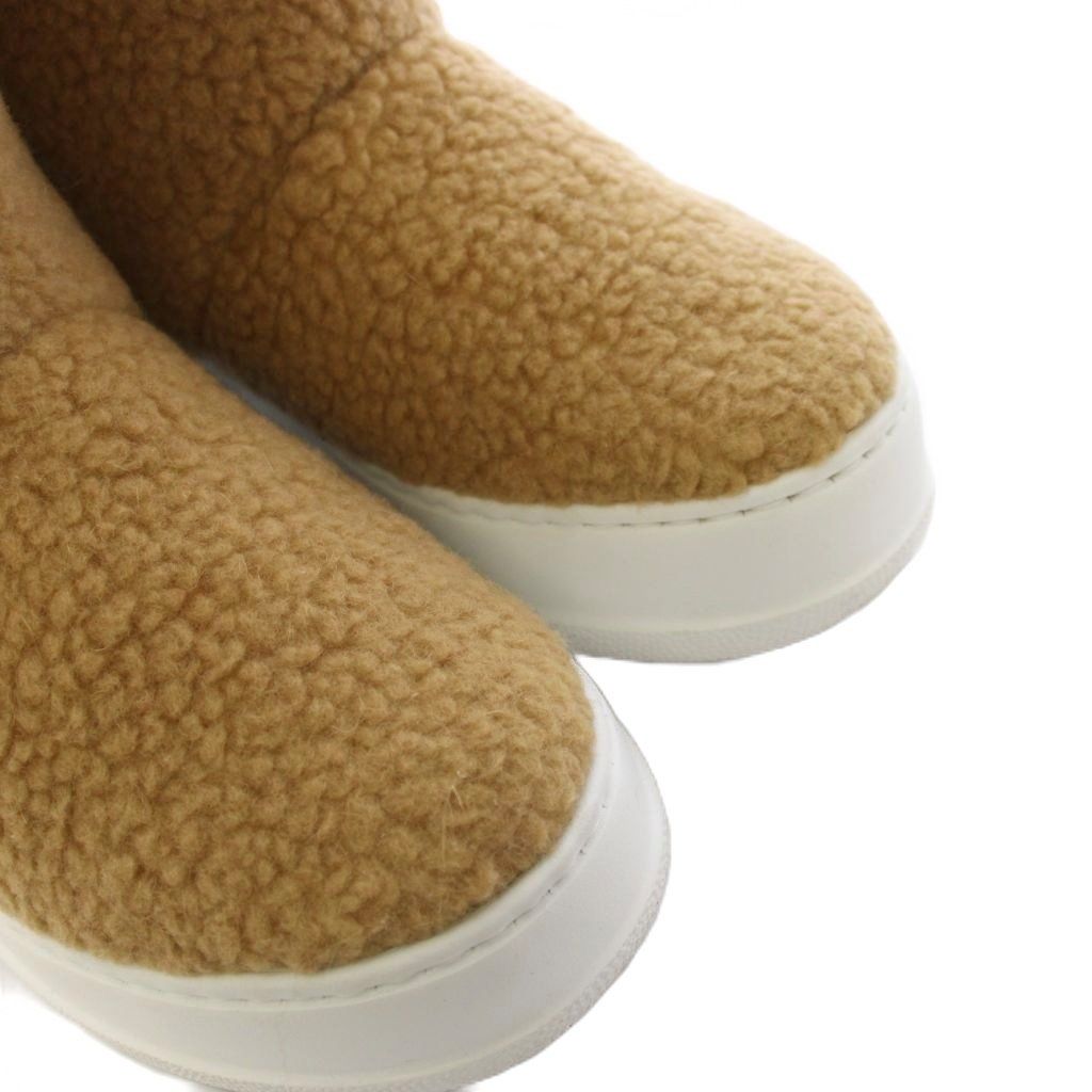Gucci Shearling Boots Short Length Interlocking Sherry Line 35 Beige Heel — view 4