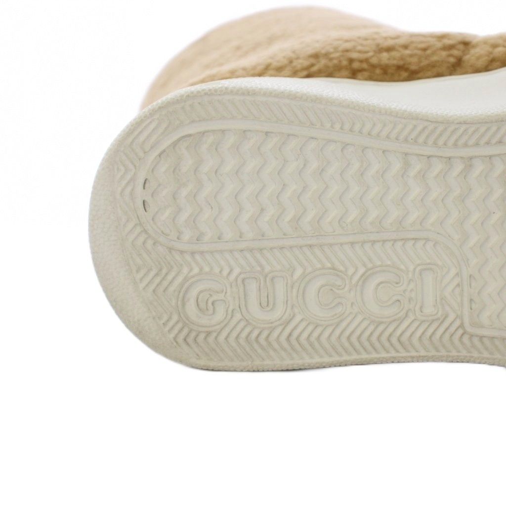 Gucci Shearling Boots Short Length Interlocking Sherry Line 35 Beige Heel — view 7