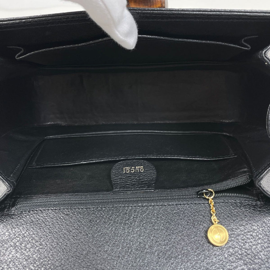 Gucci Bamboo Handbag Vintage Leather Black — view 7