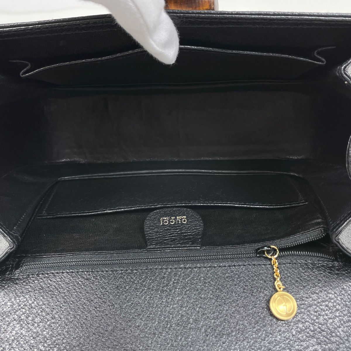 Gucci Bamboo Handbag Vintage Leather Black — view 7