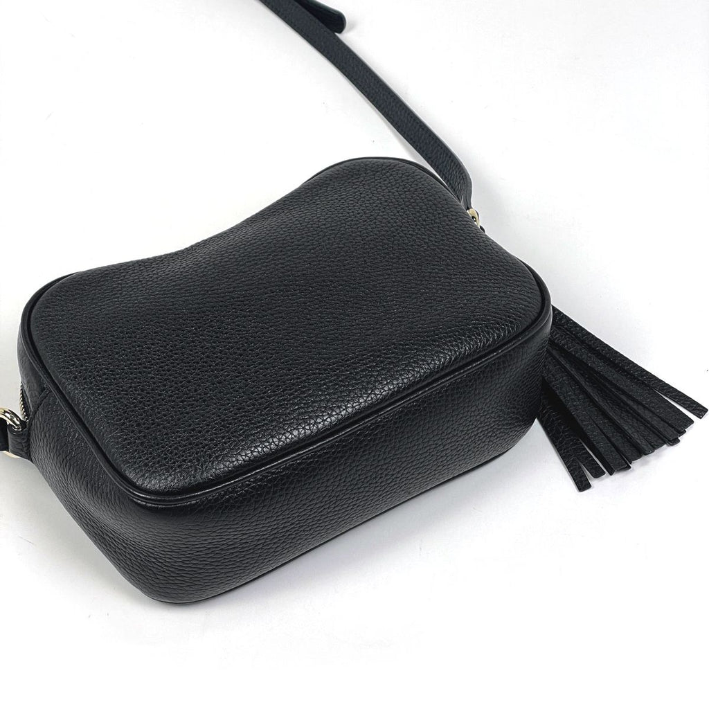 Gucci Soho Shoulder Bag Fringe Interlocking Leather Black — view 2