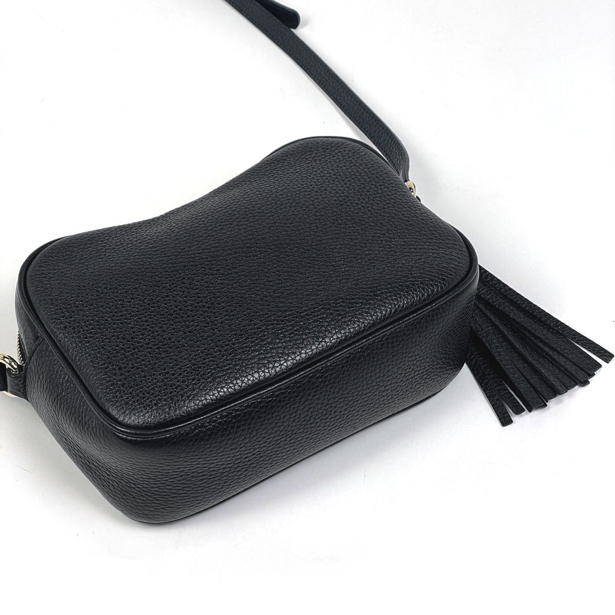 Gucci Soho Shoulder Bag Fringe Interlocking Leather Black — view 2