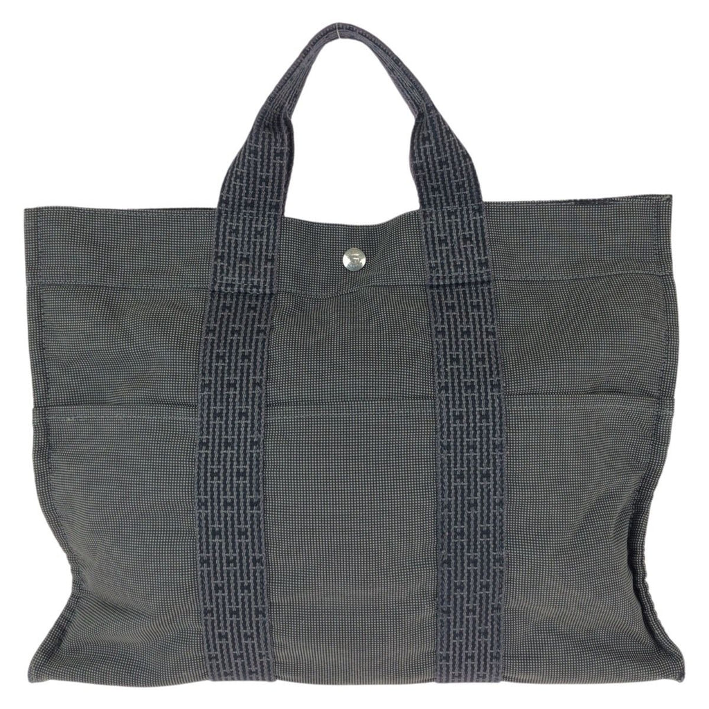 Hermes Her Line MM Gray Silver Canvas Tote — view 2