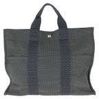 Hermes Her Line MM Gray Silver Canvas Tote — view 2