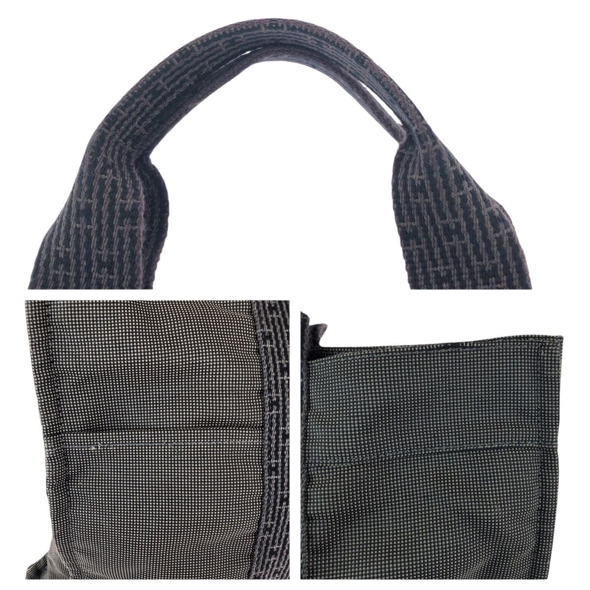 Hermes Her Line MM Gray Silver Canvas Tote — view 5