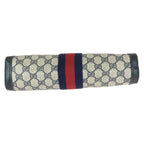 Gucci Vintage Sherry Line Navy Red GG Supreme Canvas Leather Clutch — view 9