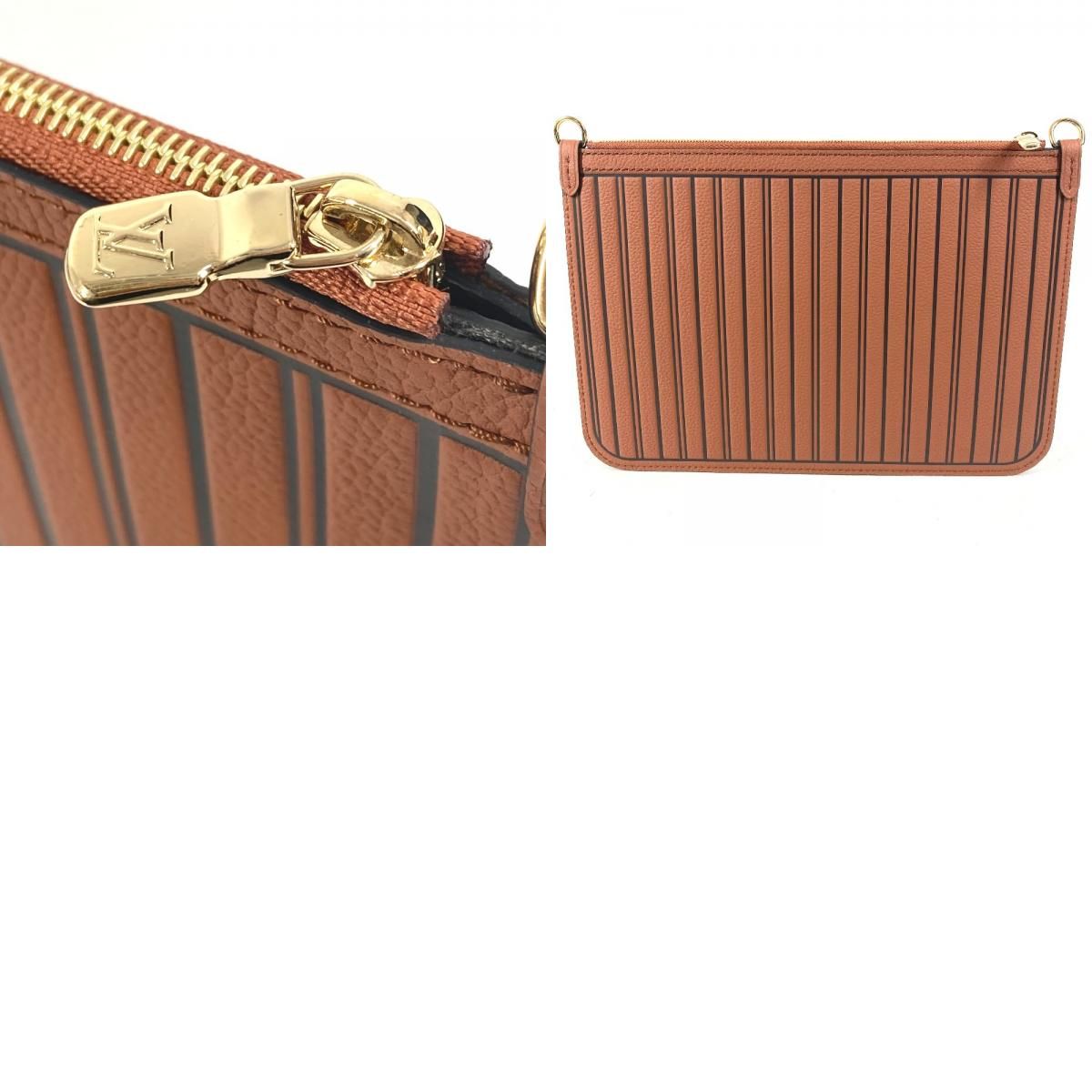 Louis Vuitton Pouch Neverfull Inside Out MM Leather Tan Brown — view 9