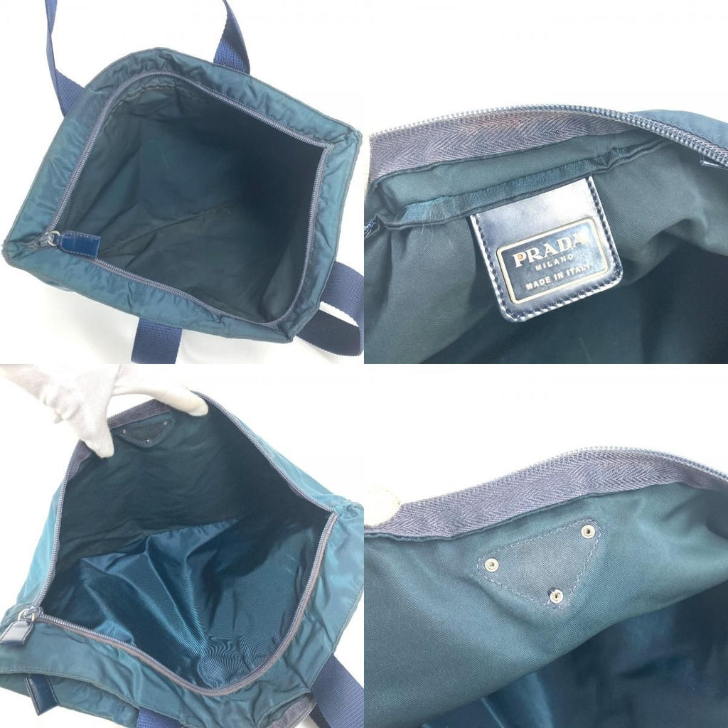 Prada Shoulder Bag Triangle Logo Nylon Blue — view 9