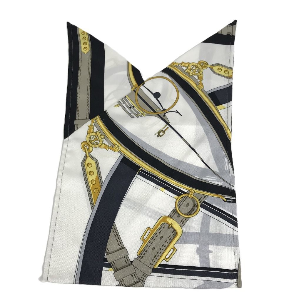 Hermes Handbag Tiash Furoshiki PM Silk White — view 8