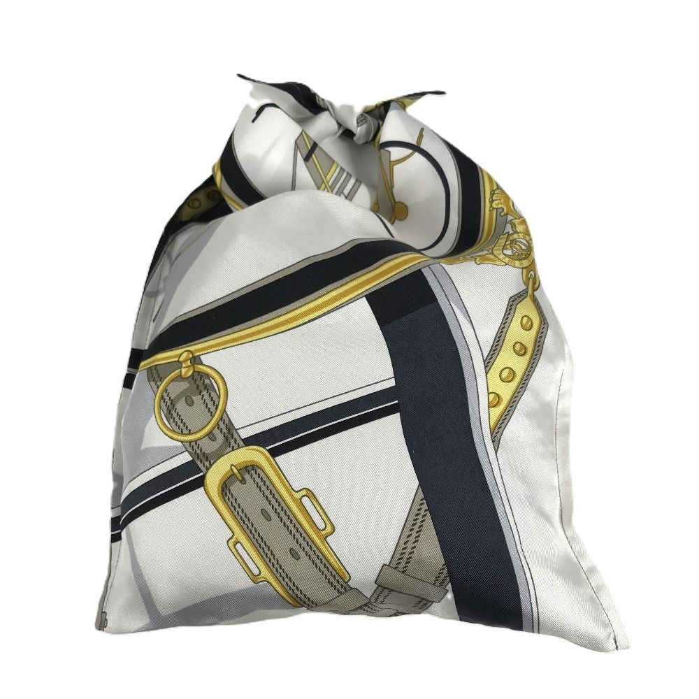 Hermes Handbag Tiash Furoshiki PM Silk White — view 3