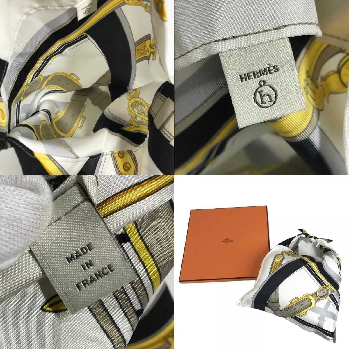 Hermes Handbag Tiash Furoshiki PM Silk White — view 9