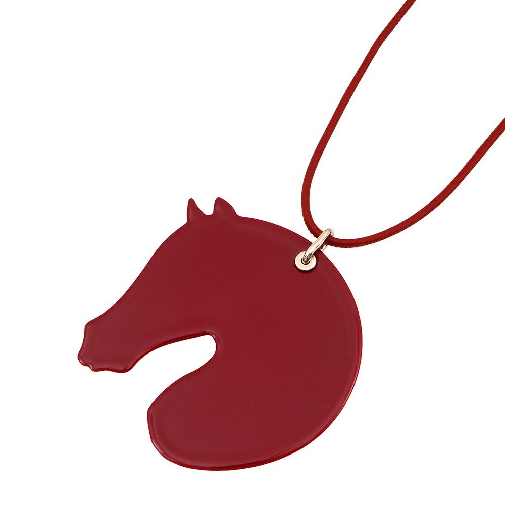 Hermes Necklace Tatta Sole Tatouage GM Rouge Grena Silver — view 3