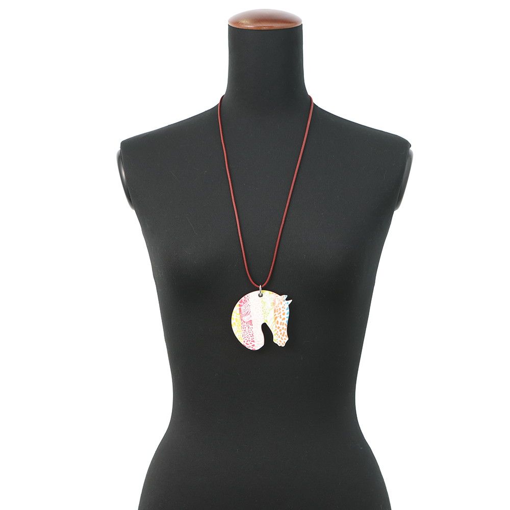 Hermes Necklace Tatta Sole Tatouage GM Rouge Grena Silver — view 4